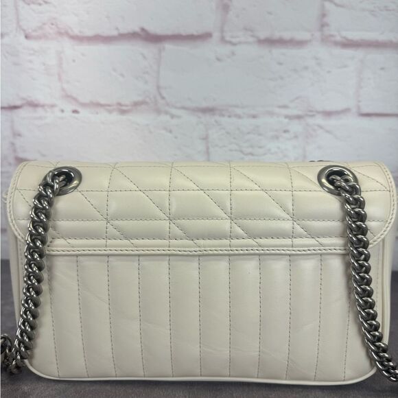 Gucci Aria Calfskin Matelasse Small GG Marmont Shoulder Bag White - Picture 4 of 15